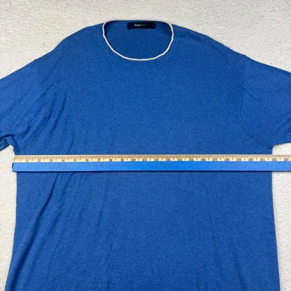 Zegna Sport Blue Cotton Cashmere Crewneck Sweater Men's Size Large (44)